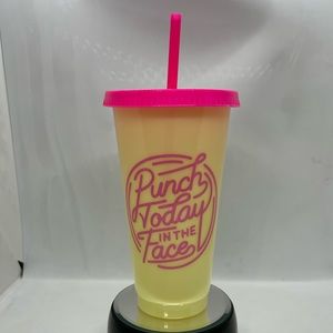 Color Changing Cold Cup 24oz 709ml PUNCH TODAY IN THE FACE NWOT